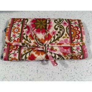 Folkloric Vera Bradley Travel Bag 2011 Retired Envelope Design Zippers Ties EUC